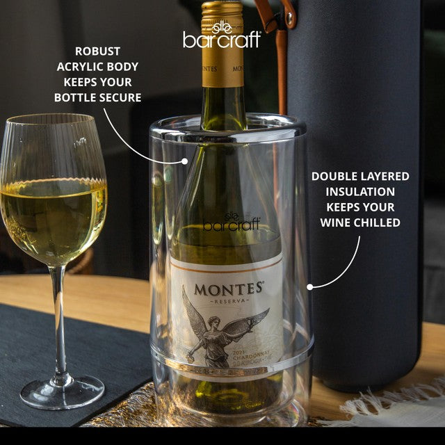 BarCraft Acrylic Double Walled Wine Cooler 23cm tall - British product