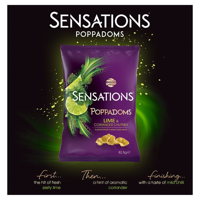 Walkers Sensations lime and coriander chutney poppadoms 82.5g (British brand)