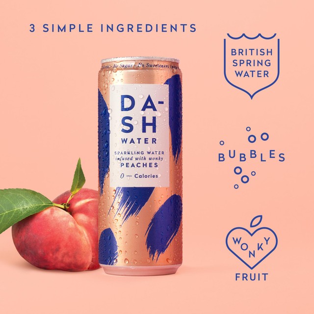 dash peach infused sparkling water 12 x 330ml - British product