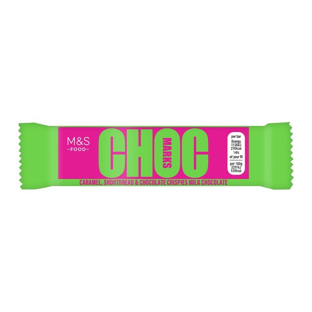 M&S Choc Marks caramel shortbread chocolate bar 50g, imported from the UK