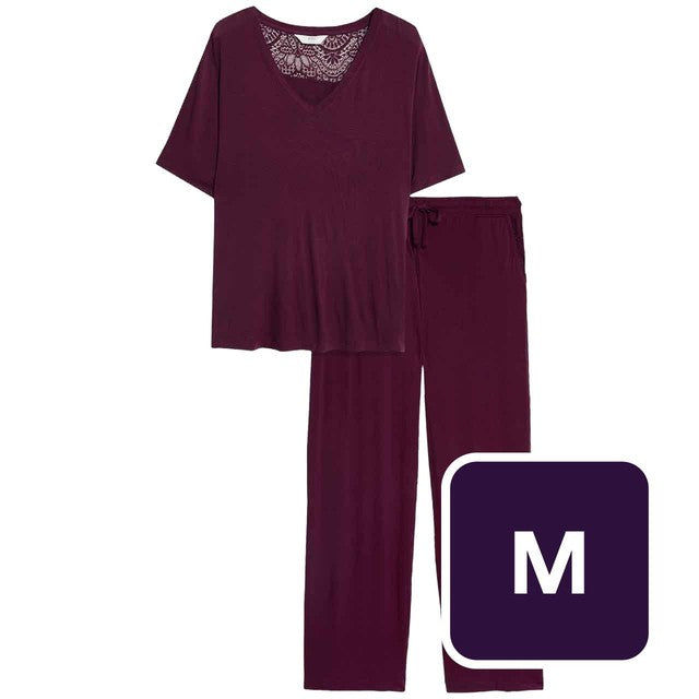 M&S women's pyjama set dark magenta M, imported from the UK