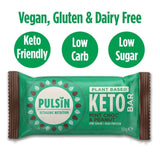 Pulsin Choc Mint Peanut Vegan Keto Bar 50g, imported from the UK