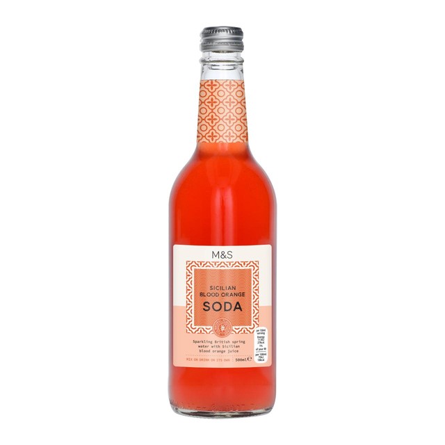 M&S Sicilian Blood Orange Soda 500ml, imported from the UK