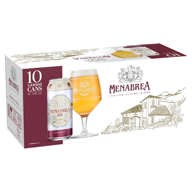 Menabrea Italian Alpine Birra lager cans 440ml, UK version