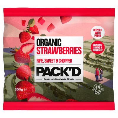 Pack'd Bio & reife gewürfelte Erdbeeren gefrorene Frucht 300g