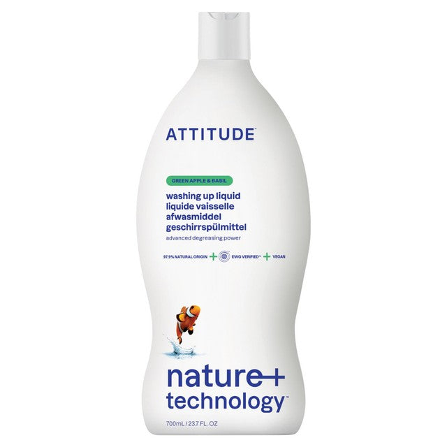 Attitude Green Apple & Basil washing up liquid 700ml - British product