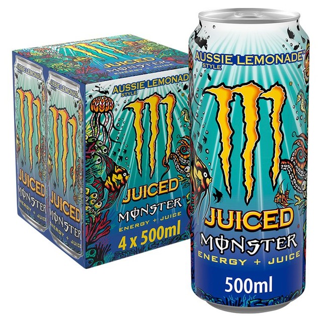 Monster Aussie Lemonade Energy Drink 500ml, imported from the UK