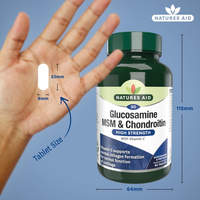 Natures Aid Glucosamine MSM Chondroitin supplement 90 tablets, imported from the UK