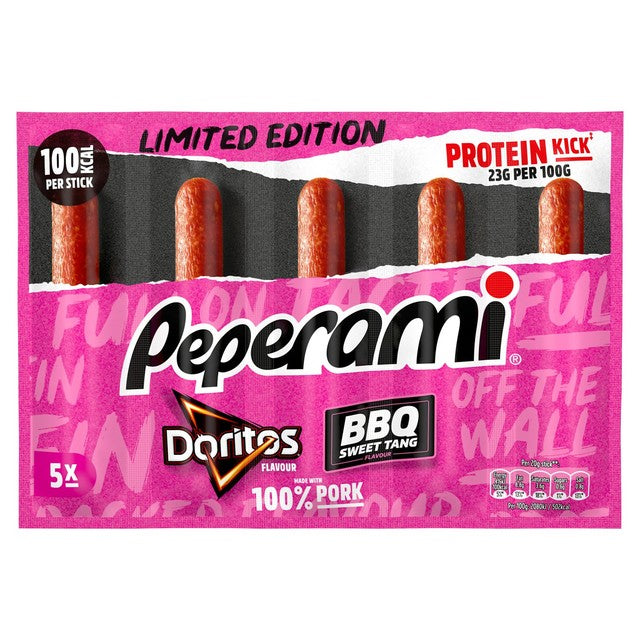 Peperami Doritos BBQ salami 5 pack, imported from the UK