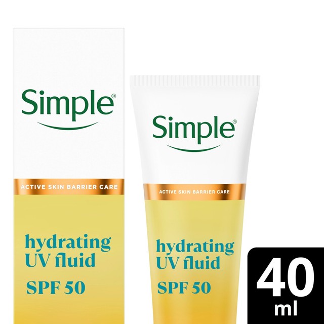 Simple hydrating UV fluid SPF50 moisturiser 40ml (British brand)
