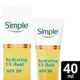 Simple hydrating UV fluid SPF50 moisturiser 40ml (British brand)