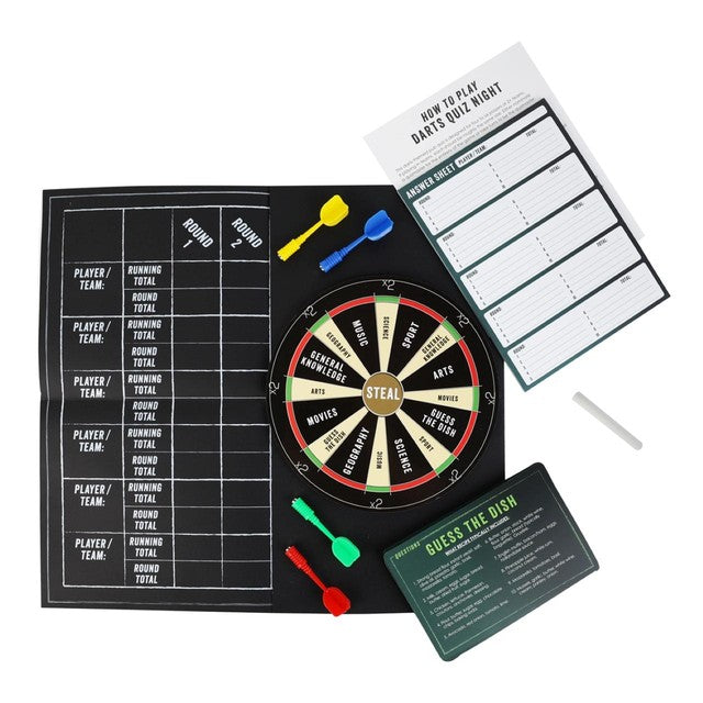 Talking Tables Darts Quiz Night pub game set - British product