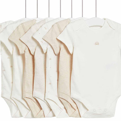 M&S M&S Turtle Bodysuit Ivory Baby Bodysuit 7 Pack 18-24 Months- Buy online at McGrocer