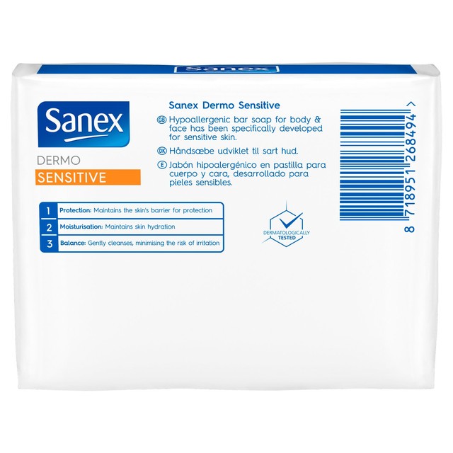 Sanex sensitive skin bar soap 2 x 90g (British brand)