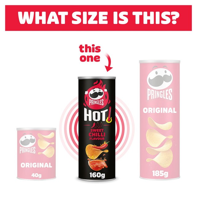 Pringles Hot Sweet Chilli sharing crisps 160g, imported from the UK