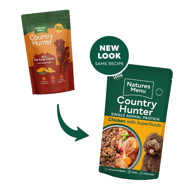 Natures Menu Country Hunter Chicken wet dog food 6x150g pouches - British product