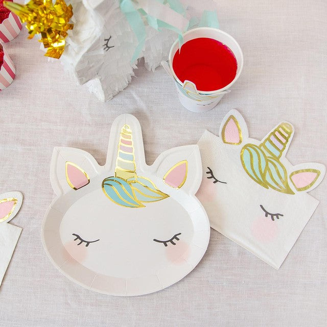 Talking Tables Unicorn Shaped Paper Plates 8 Pack (British brand)