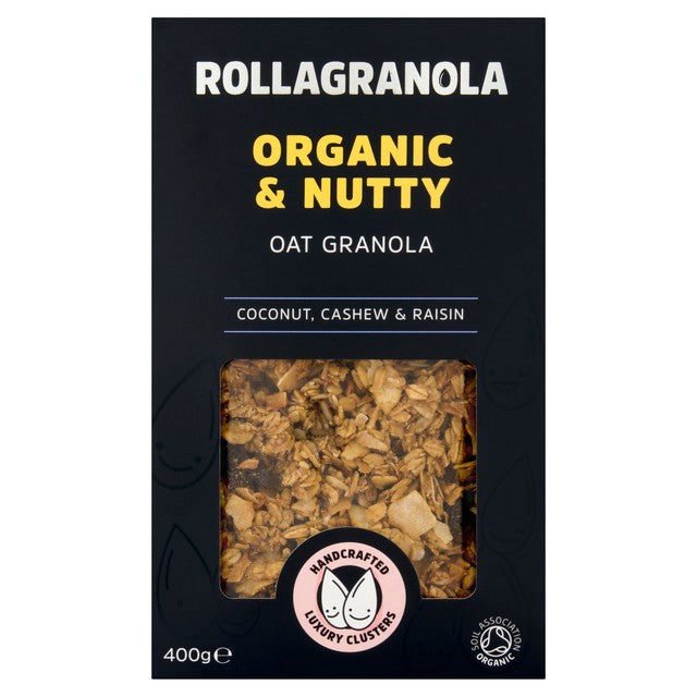 Rollagranola Organic and Nutty Oat Granola 400g, imported from the UK