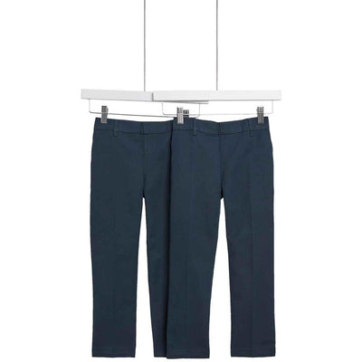 M&S Boys Regular Leg Adjustable Hem School Trousers Navy 6-7 Years