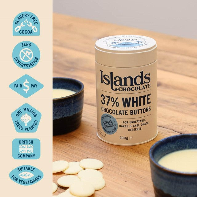 Islands 37% white chocolate buttons 200g, UK version