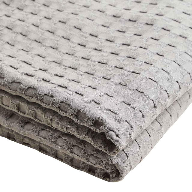 M&S cotton throw waffle weave light grey, imported from the UK