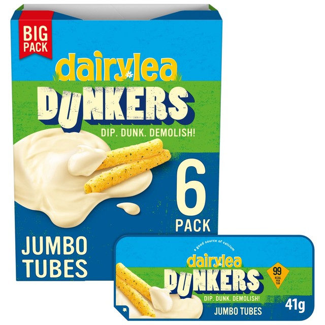 Dairylea cheese dip snack with jumbo tubes 6 x 41g - British product