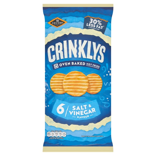 Jacob's Crinklys salt and vinegar baked snack biscuits multipack, UK version