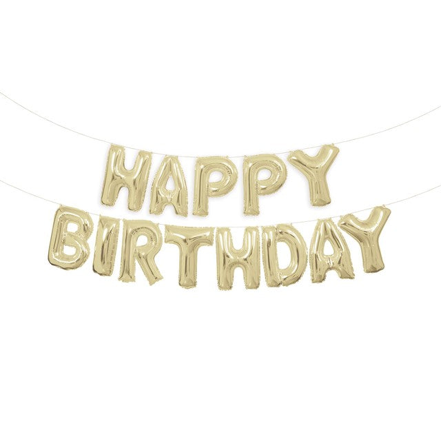 Unique Party gold happy birthday balloon banner kit, UK version