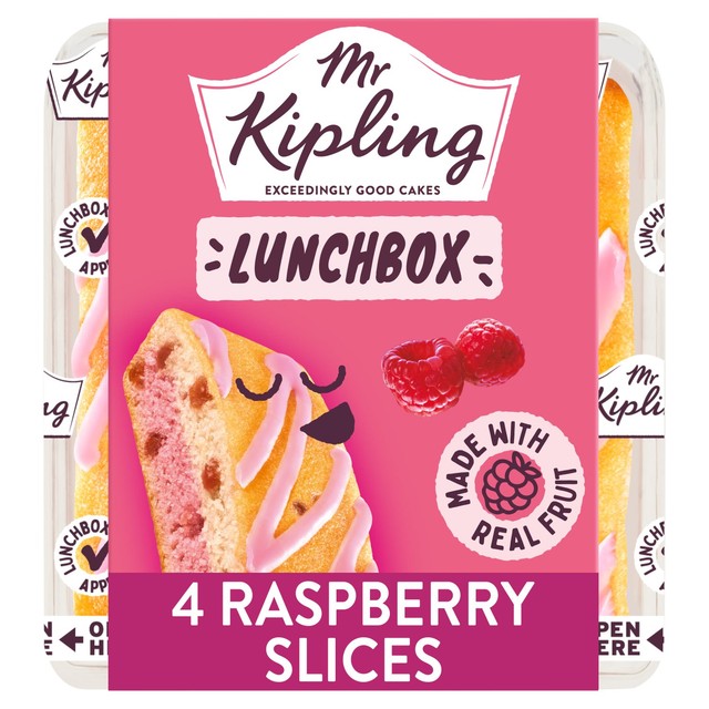 Mr Kipling Raspberry Cake Slices 4 Pack, imported from the UK