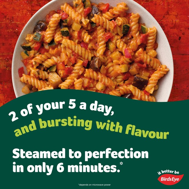 Birds Eye Steamfresh Mediterranean Vegetable Pasta frozen meal, imported from the UK