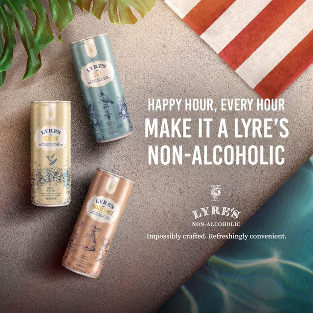 Lyre's Classico non-alcoholic sparkling drink 4 x 250ml cans, UK version