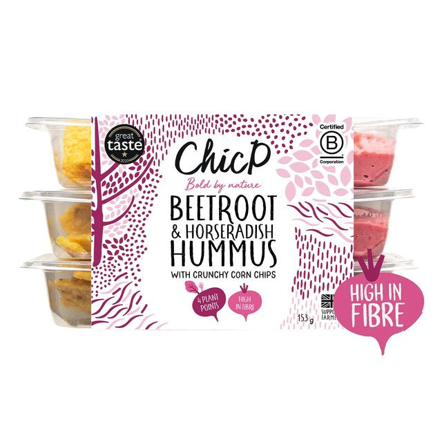 ChicP beetroot and horseradish hummus snack pack 153g - British product