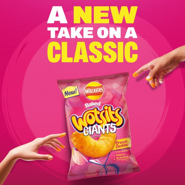 Walkers Wotsits Giants Prawn Cocktail gebackene Mais-Puffs 105g (britische Marke)
