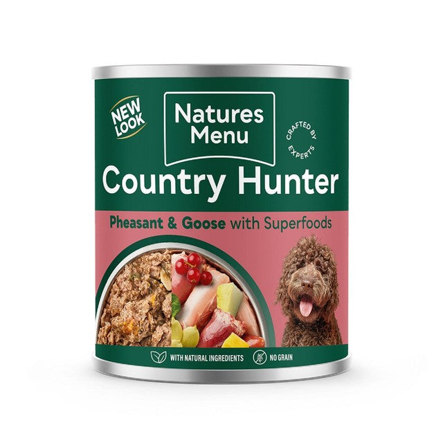 Natures Menu Country Hunter pheasant and goose wet dog food 6 x 600g, imported from the UK