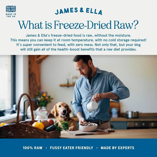 James & Ella beef dog food 100g, UK version