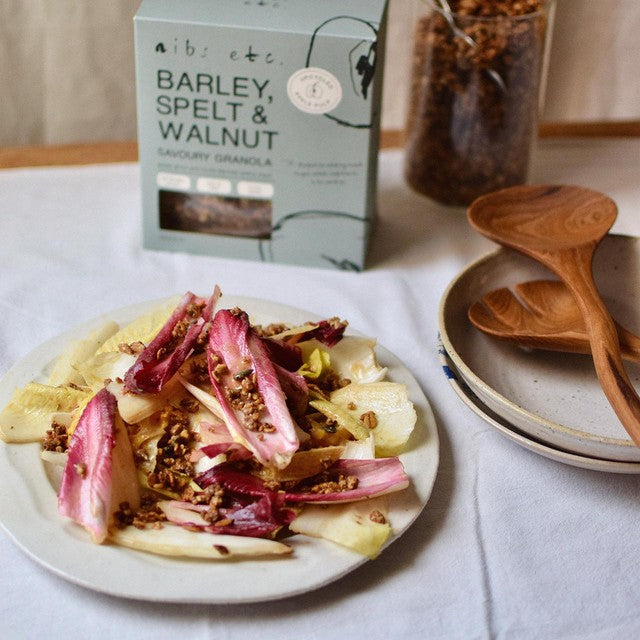 nibs etc. barley, spelt & walnut savoury granola 360g, imported from the UK