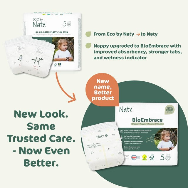 Naty biobased nappies size 5 for 11-25kg, imported from the UK