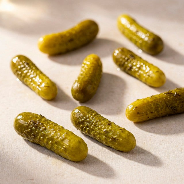 Serious Pig crunchy tangy mini gherkins 40g (British brand)