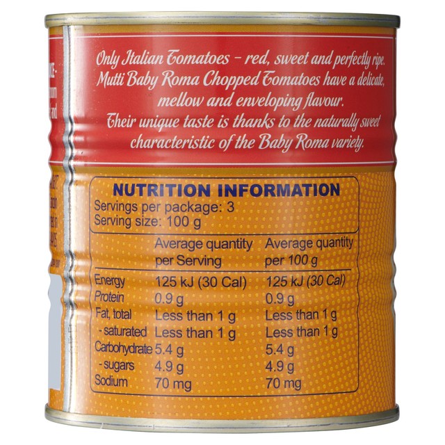 Mutti baby plum chopped tomatoes 300g, imported from the UK