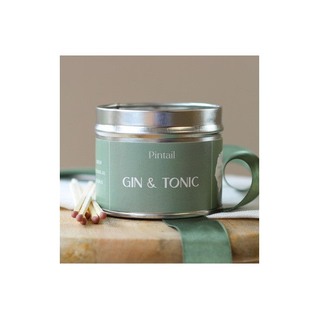 Pintail Gin & Tonic scented tin candle 225g, imported from the UK