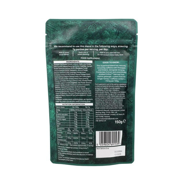 Holland & Barrett Energy Superfood Blend Powder 150g, UK version