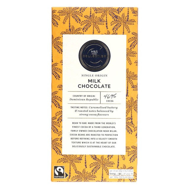 M&S 46% Dominican Republic milk chocolate bar 100g, imported from the UK