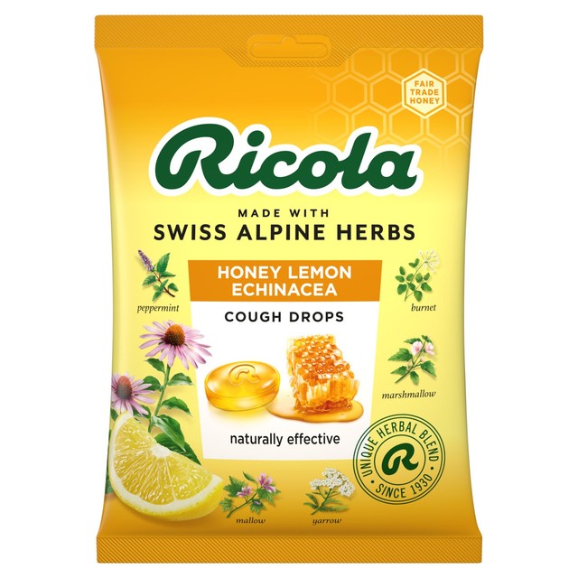 Ricola cough drops Honey Lemon Echinacea 75g, imported from the UK