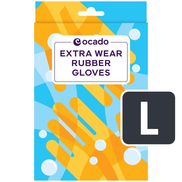 Ocado Extra Wear Household Rubber Gloves Large, imported from the UK