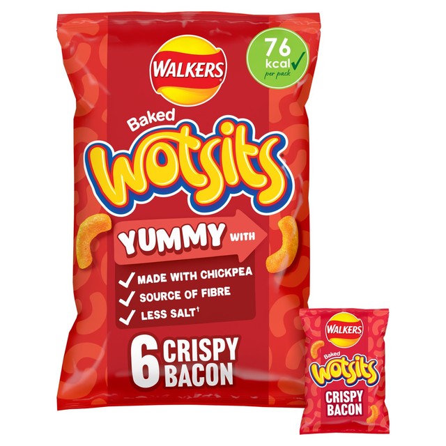 Wotsits Crispy Bacon chickpea crisps multipack 6 x 16g (British brand)