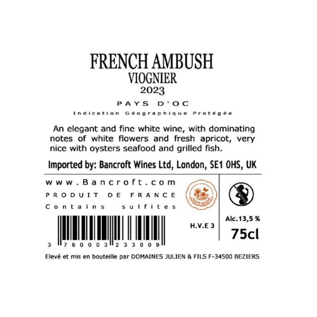 French Ambush Viognier 75cl - British product