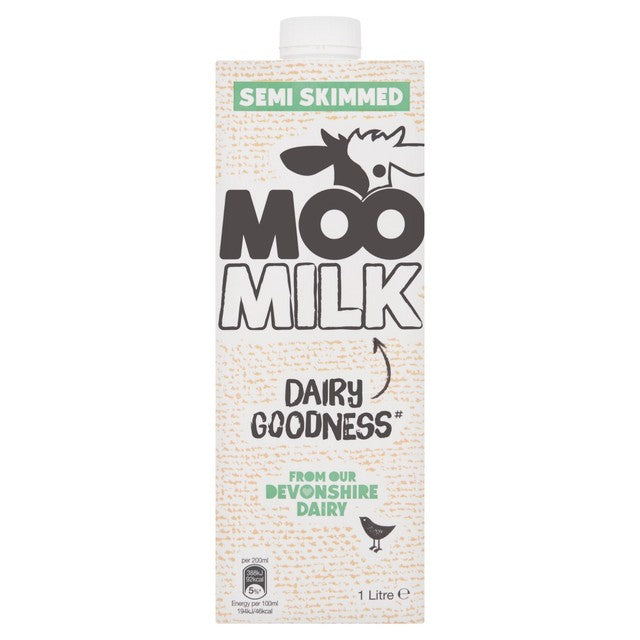 Moo semi skimmed long life milk 1L, imported from the UK