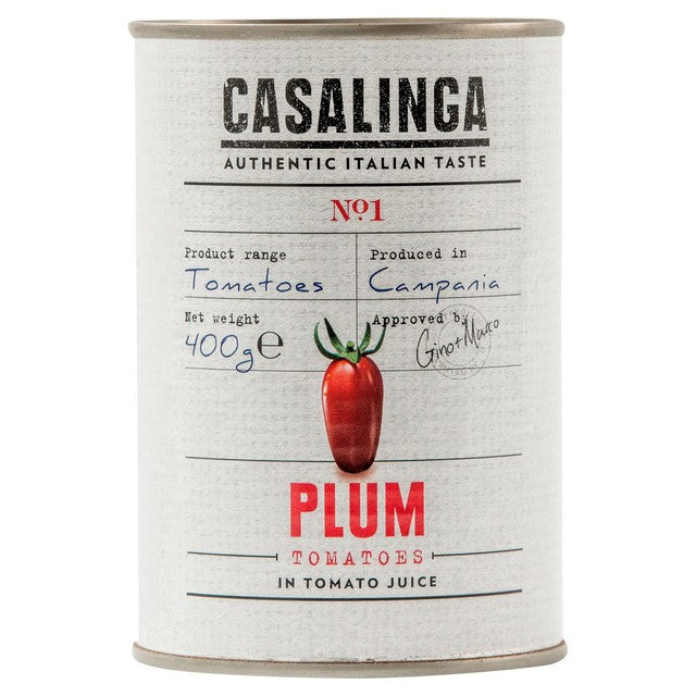 Casalinga tinned plum tomatoes peeled in tomato juice 400g - British product