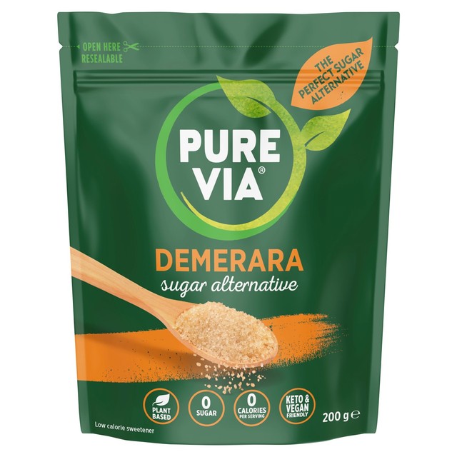 Pure Via Demerara sugar alternative 200g, imported from the UK