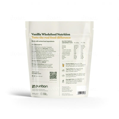 Purition Vanille Poudre de Nutrition Végétalienne à base d'Aliments Entiers 250g